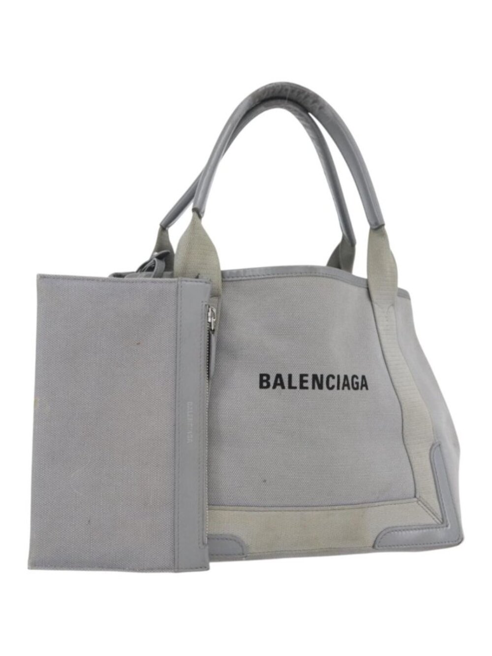 BALENCIAGA Tote Bag Canvas Leather Gray Silver 339933